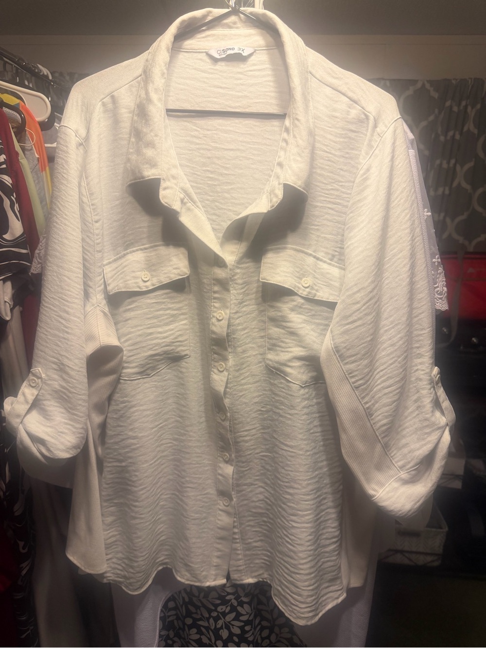3items Ci Sono Cream Button-Front Utility Shirt